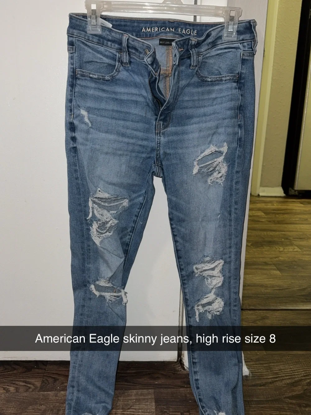 American Eagle Outfitters Distressed High-Rise Skinny Jeans - Medium Blue